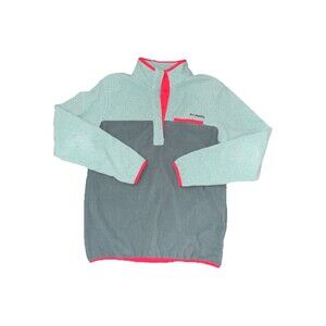 Columbia Women’s 1/4 Snap Fleece Pullover Large Green & Pink Sweatshirt